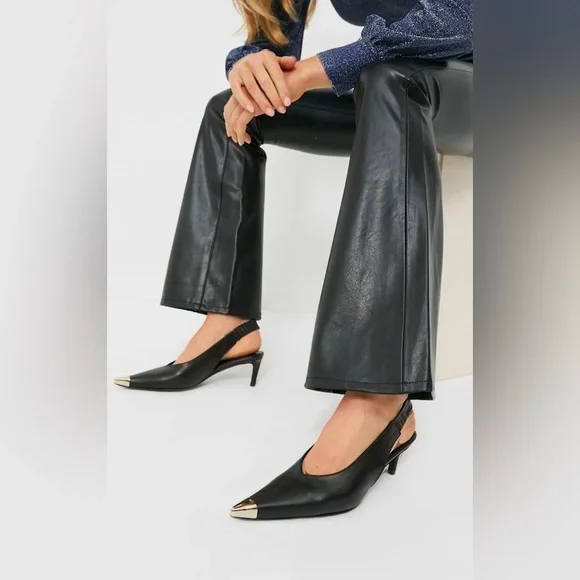 ANINE BING Nina Heels Metal Toe Cap Black Size 41/10.5 11 US - Picture 2 of 12